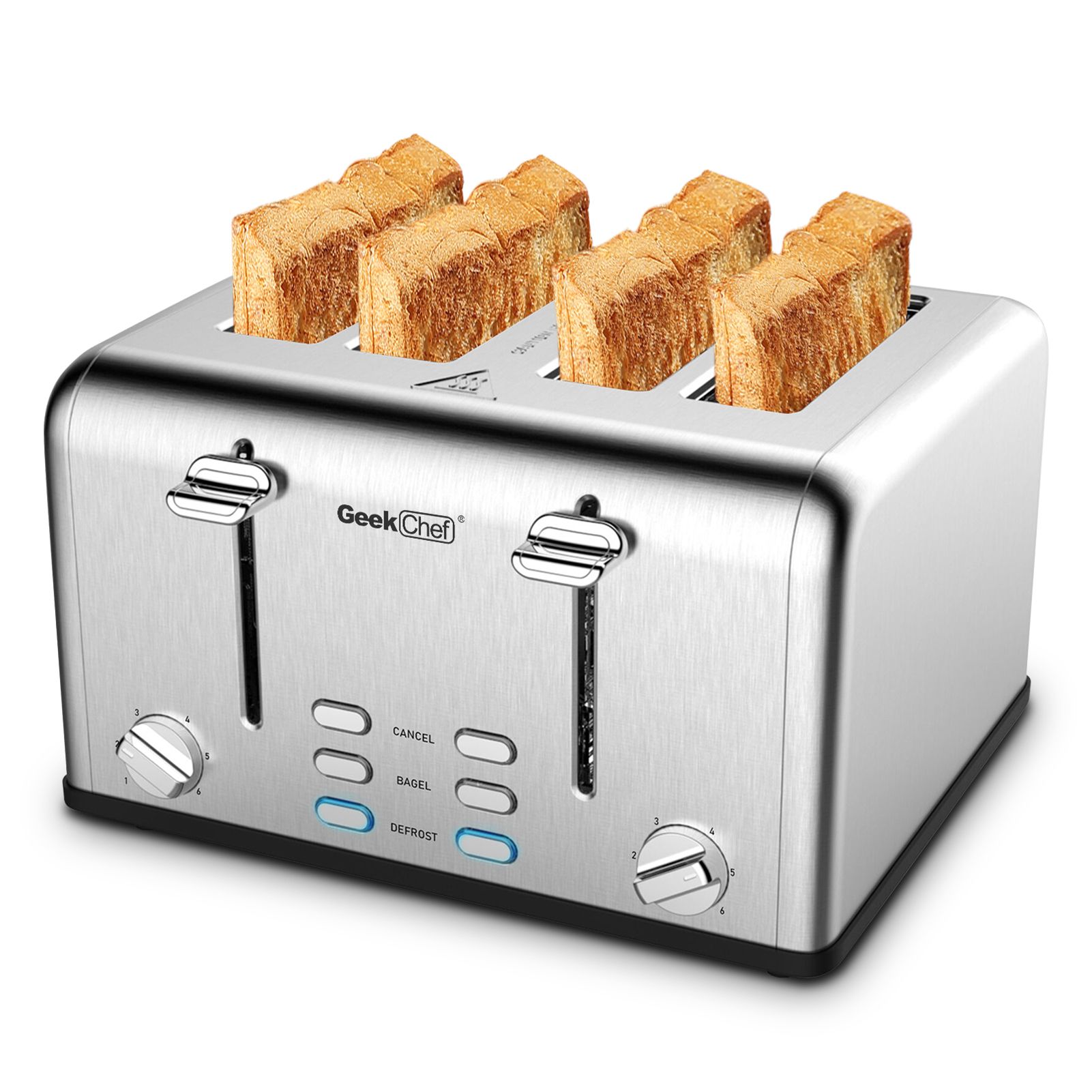 Toaster 4 Slice, Stainless Steel Extra-Wide Slot Toaster with Dual Control Panels of Bagel/Defrost/Cancel Function, 6 Toasting Bread Shade Settings Toaster 4 Slice, Stainless Steel Extra-Wide Slot Toaster with Dual Control Panels of Bagel/Defrost/Cancel Function, 6 Toasting Bread Shade Settings